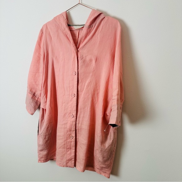 A. Mollin 100% linen tunic dress with hood button down coverup - Picture 9 of 9